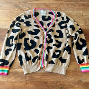 Jumper 1234 Cashmere Cardigan - Leopard / Rainbow Stripe. Size 3